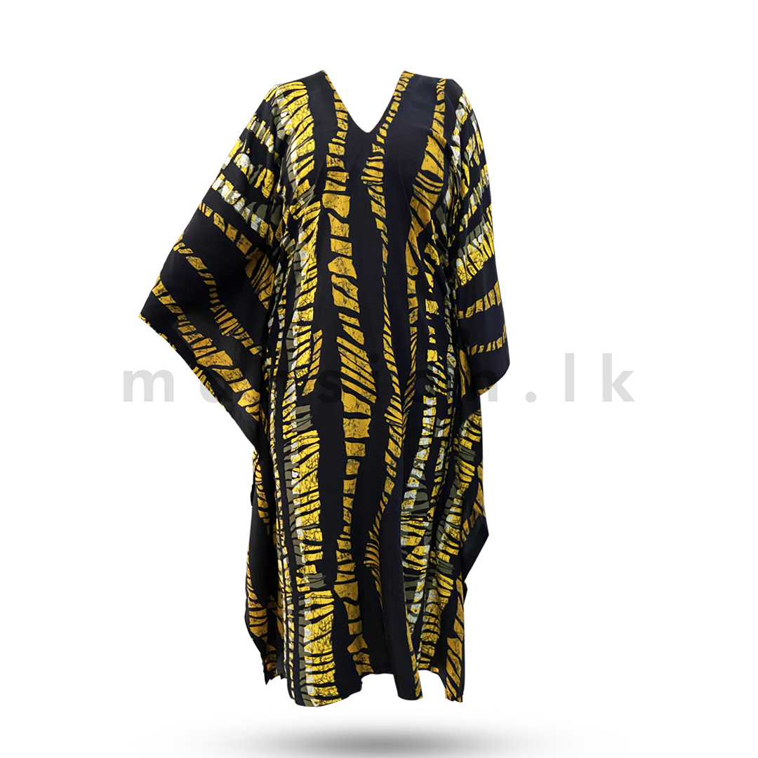 LD 8837 front Regular Kaftan Dress - Yellow Regular Kaftan Dress - Yellow - Image 1