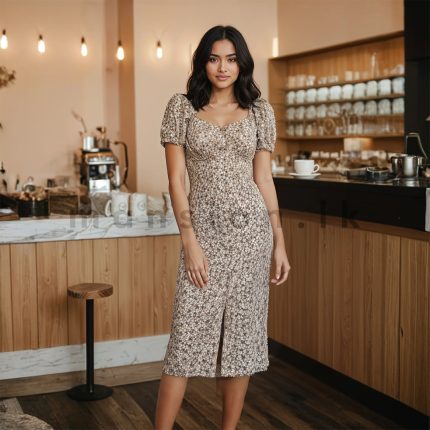 Button Open Long Dress
