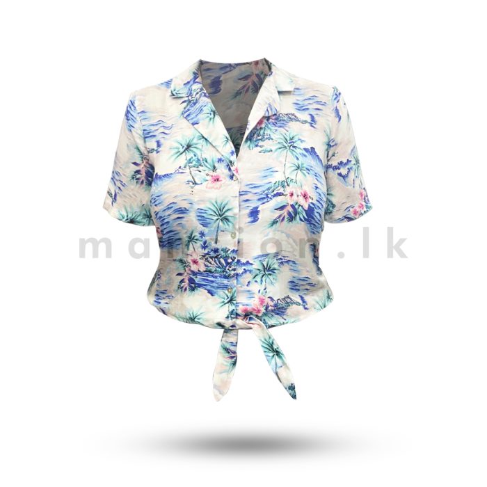 Front Knot Coconut Crop Shirt - Image 3