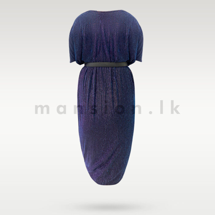 Batwing Shimmer Dress - Blue - Image 2