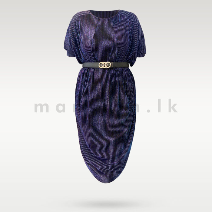 Batwing Shimmer Dress - Blue - Image 1