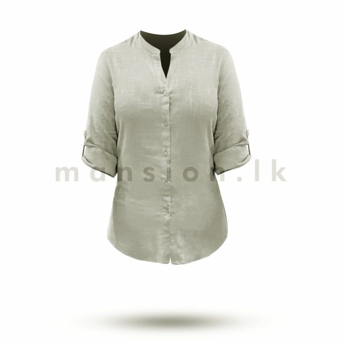 Long Sleeve Linen Top - Ash - Image 1