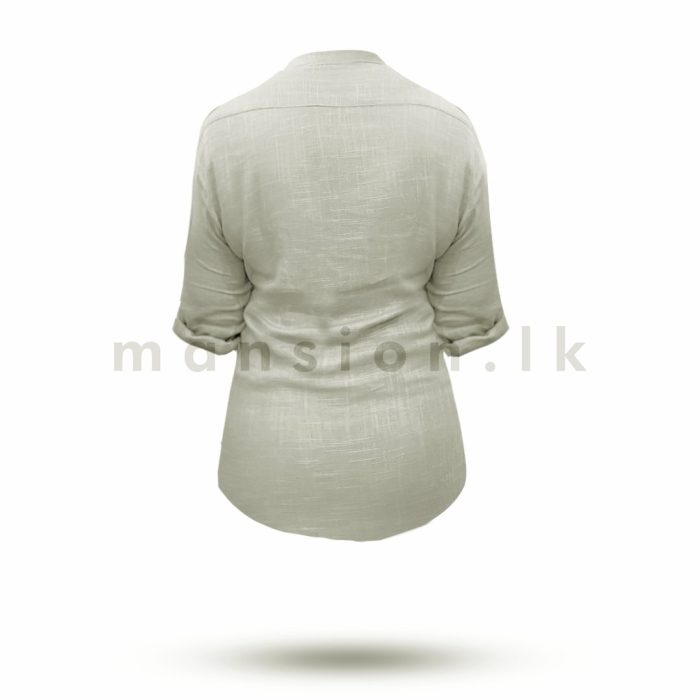Long Sleeve Linen Top - Ash - Image 3