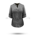 Long Sleeve Linen Top - Grey