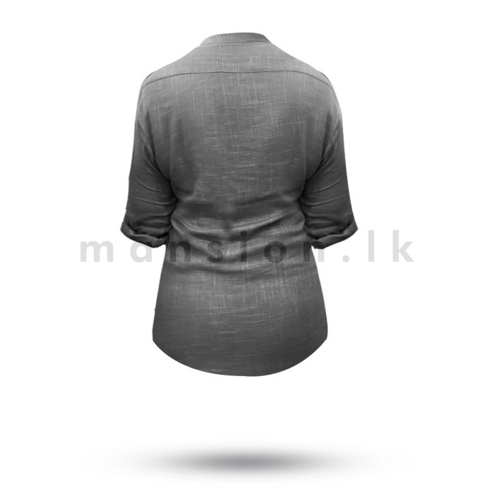 Long Sleeve Linen Top - Grey - Image 2