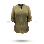 Long Sleeve Linen Top - Khaki