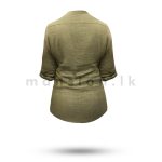Long Sleeve Linen Top - Khaki - Image 2