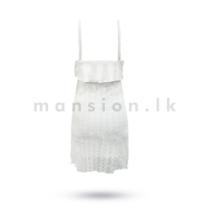 Front Frill Lace Dress - White - Image 2