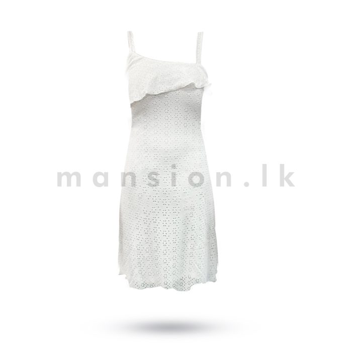 Front Frill Lace Dress - White - Image 4