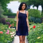 Front Frill Lace Dress - Navy
