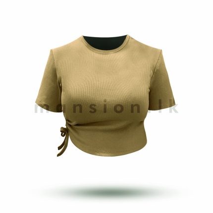 Side Ruched Crop Top - Olive Green
