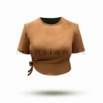 Side Ruched Crop Top - Brown