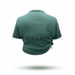 Side Ruched Crop Top - Teal - Image 3