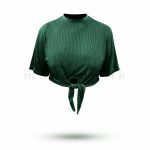 Front Knot Crop Tshirt - Green