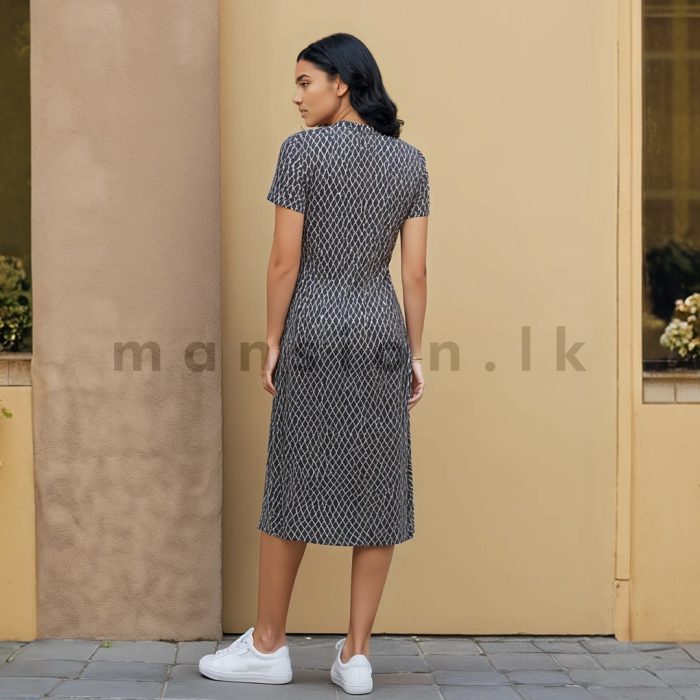 Short Sleeves Bodycon Dress - Check Print - Image 3
