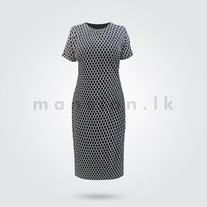 Short Sleeves Bodycon Dress - Check Print - Image 2