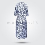 Half Sleeves Printed Linen Dress - Blue - Image 4