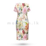 Short Sleeves Bodycon Dress - Ivory Floral - Image 4