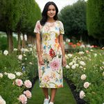 Short Sleeves Bodycon Dress - Ivory Floral