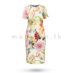 Short Sleeves Bodycon Dress - Ivory Floral - Image 3