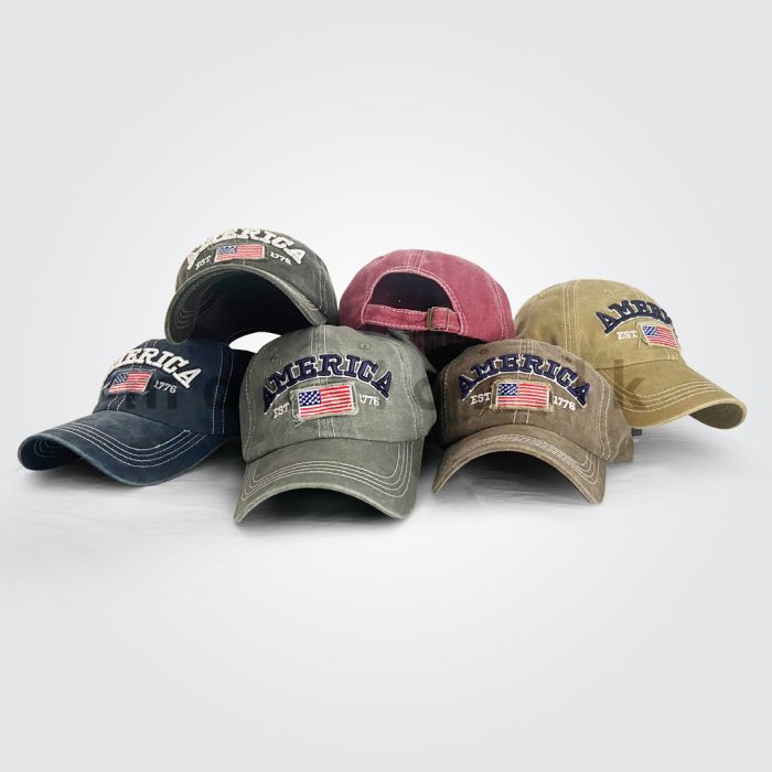 Emb America Flag Washed Cap - Image 1