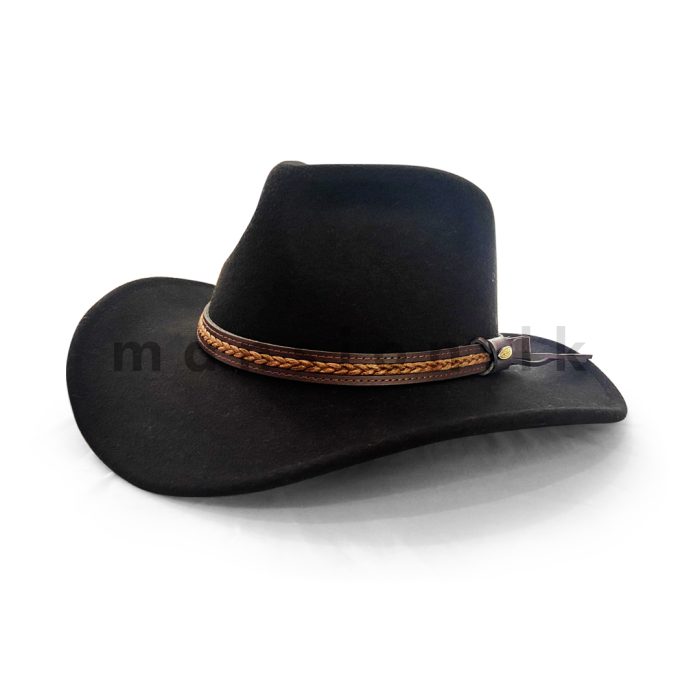 Cowboy Style Fedora Hat - Black - Image 1