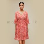 Half Sleeves Short Dress - Coral