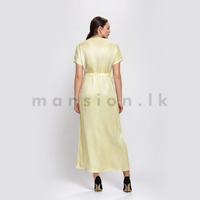 Button Up Linen Dress - Yellow - Image 2
