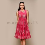 Sleeveless Short Tiered Dress - Hotpink