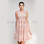 Sleeveless Short Tiered Dress - Baby Pink