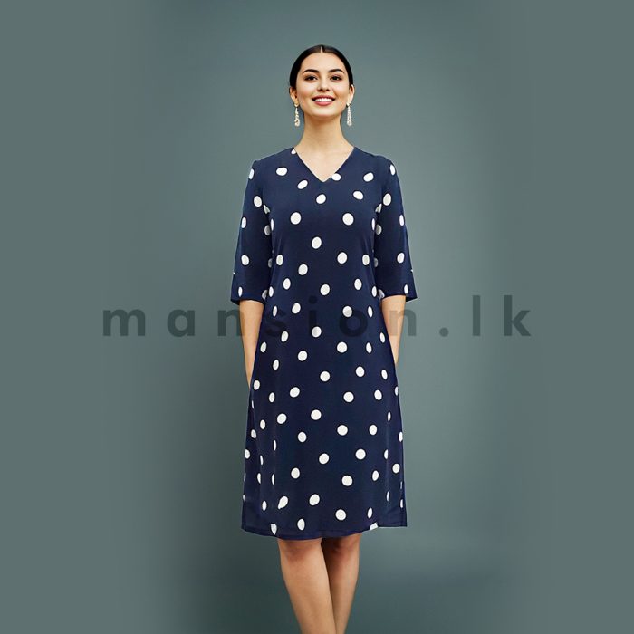 Printed Cotton Dress - Polka Dot - Image 1