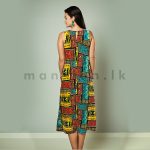 Linen Sleeveless Midi Dress - Tribal Cyan - Image 2