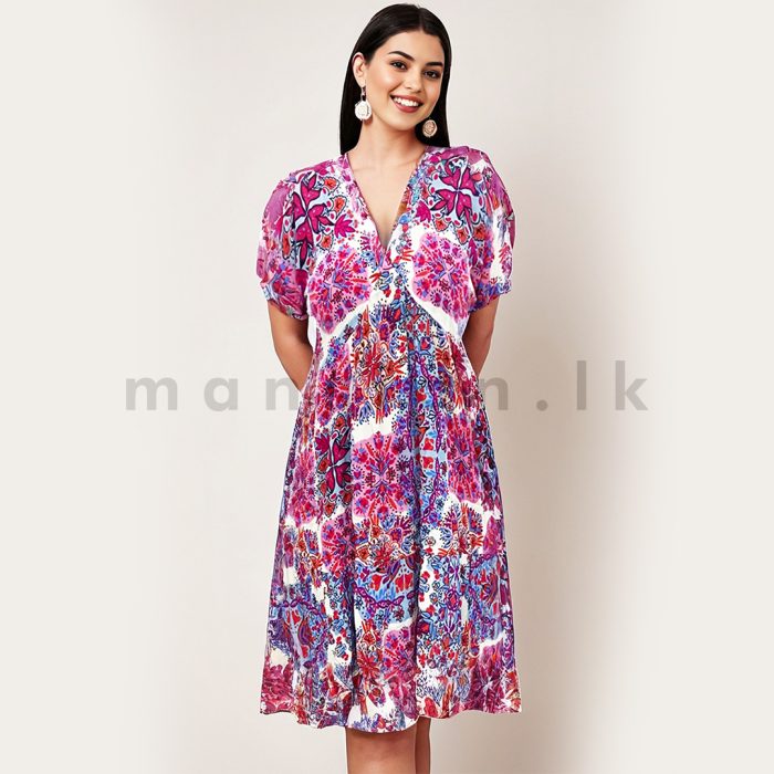 Bohemian Style Printed Dress - Pink - Image 1