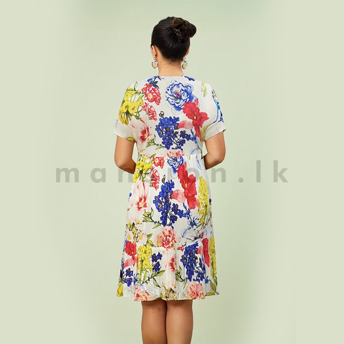 Bohemian Style Printed Dress - Royal Blue - Image 2