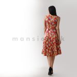 Sleeveless Short Tiered Dress - Red Floral - Image 2