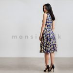 Sleeveless Short Tiered Dress - Blue Floral - Image 2