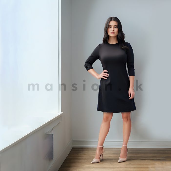 Long Sleeves Casual Black Dress - Image 1