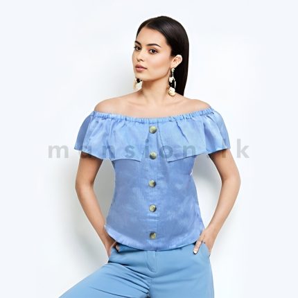 Button Detail Off Shoulder Top