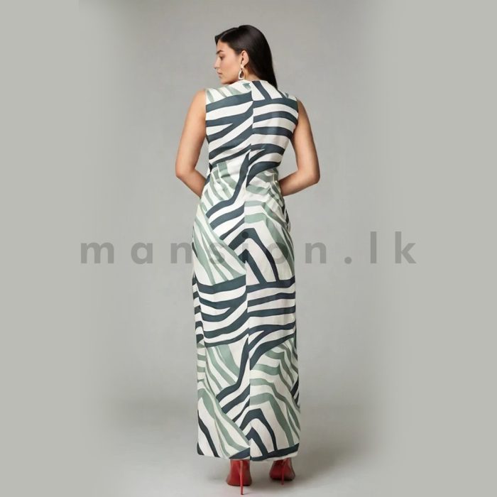 Linen Sleeveless Long Dress - Mint - Image 2