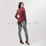 Ruffle Neckline Maroon Top - Image 2