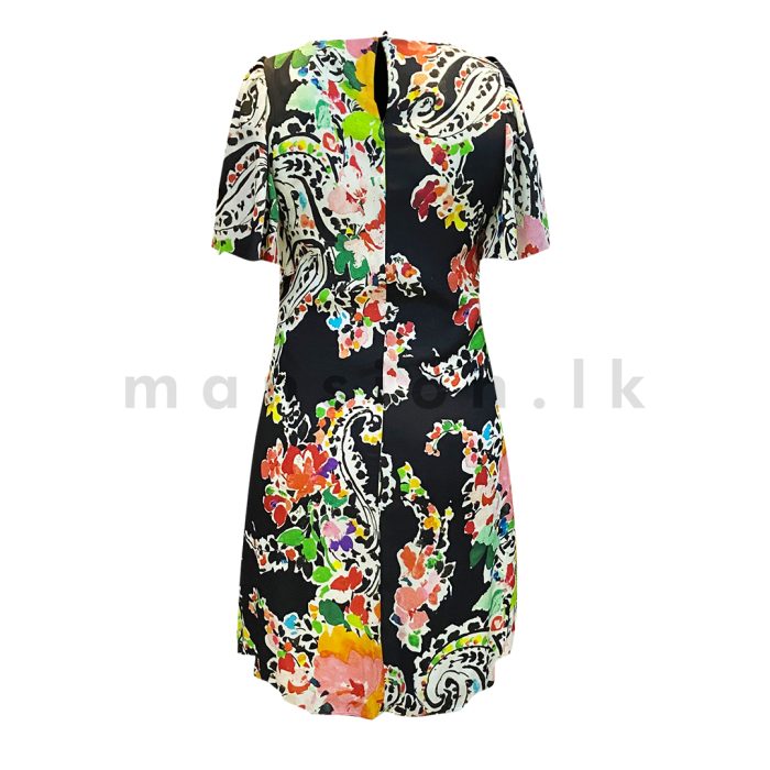Multicolor Printed Short Flared Dress - Image 4