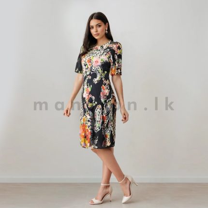 Multicolor Printed Short Flared Dress