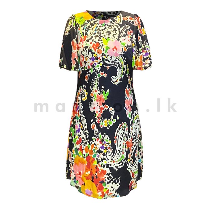 Multicolor Printed Short Flared Dress - Image 3