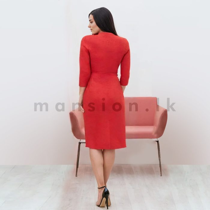 Half sleeves Bodycon Red Dress - Image 2