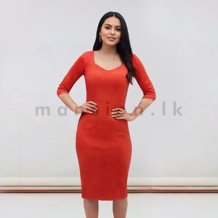 Half sleeves Bodycon Red Dress
