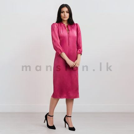 Long sleeves Pink Shift Dress