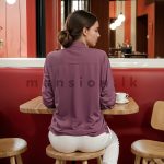 Chinese Collar Shirt Blouse - Mauve - Image 2