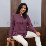 Chinese Collar Shirt Blouse - Mauve