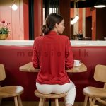 Chinese Collar Shirt Blouse - Berry Red - Image 2