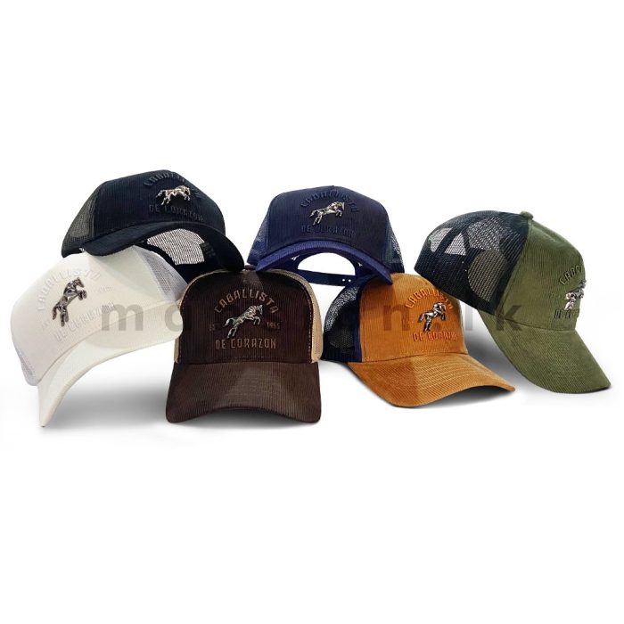 Horse Badge Corduroy Net Cap - Image 1